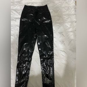 black leather jeans